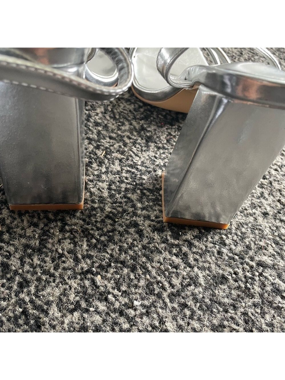 Silver Block Heel Sandals - Picture 10 of 16
